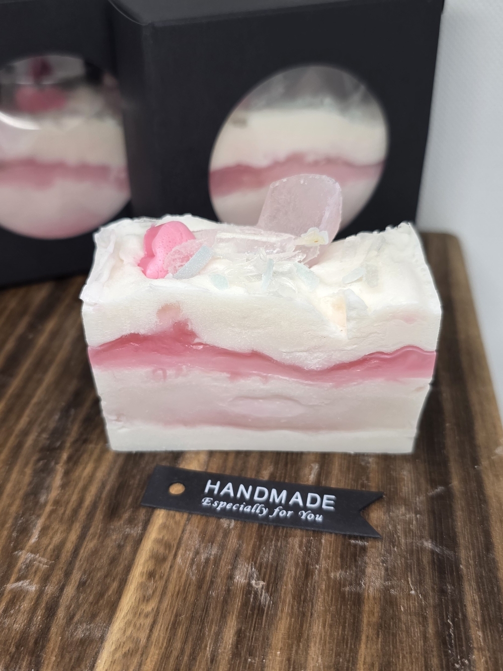 Handmade Pink & White Layered Bath Soap Bar